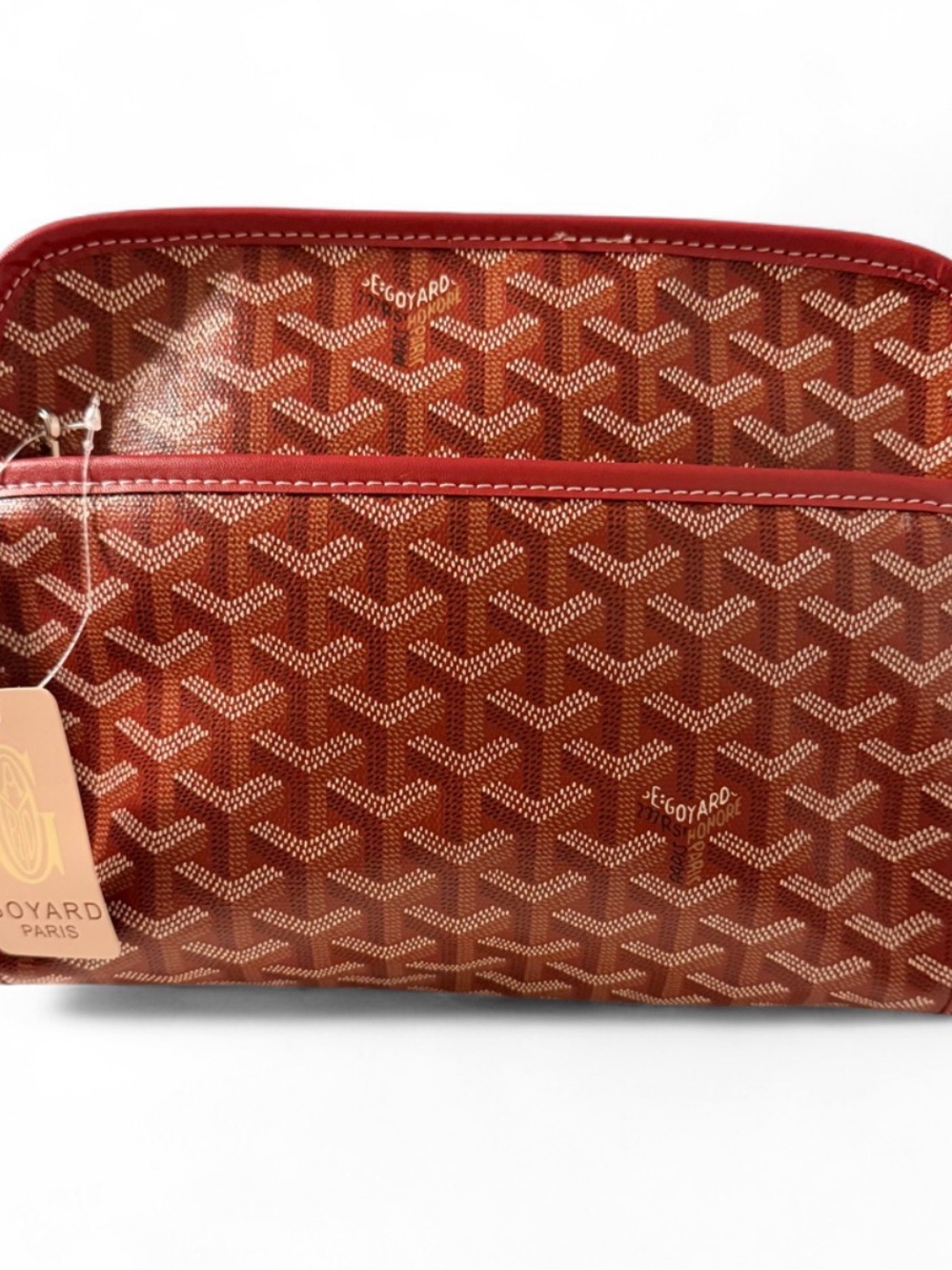 Goyard Red Chevron Canvas Cosmetic Pouch